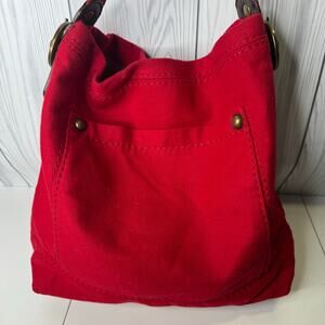 Vintage Y2K 2007 GAP Satchel Purse Women's Red Wool Shoulder Tote Bag